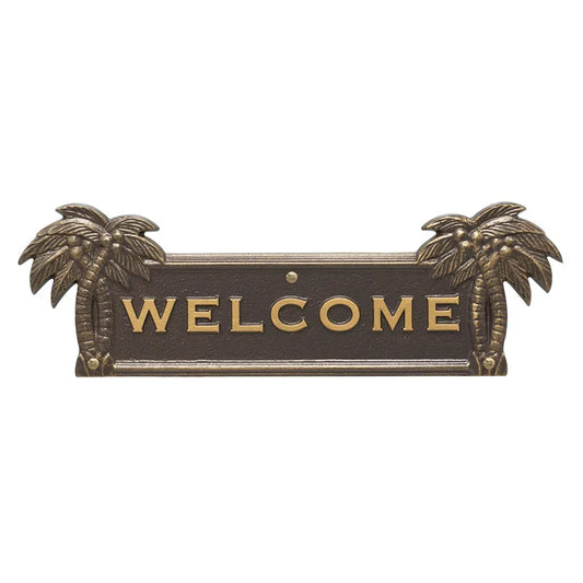 Whitehall Products Palm Tree Welcome Plaque Antique Copper