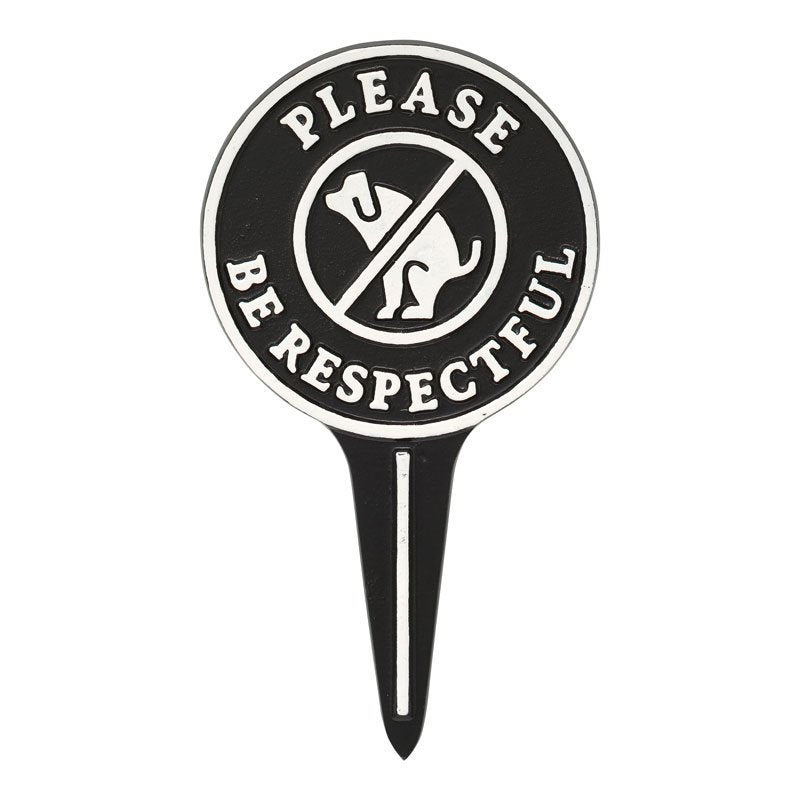 Whitehall Products Please Be Respectful No Poop Dog Cast Aluminum Yard Sign White/black
