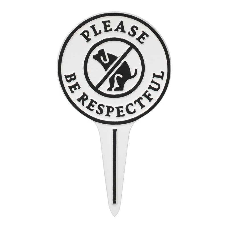 Whitehall Products Please Be Respectful No Poop Dog Cast Aluminum Yard Sign 