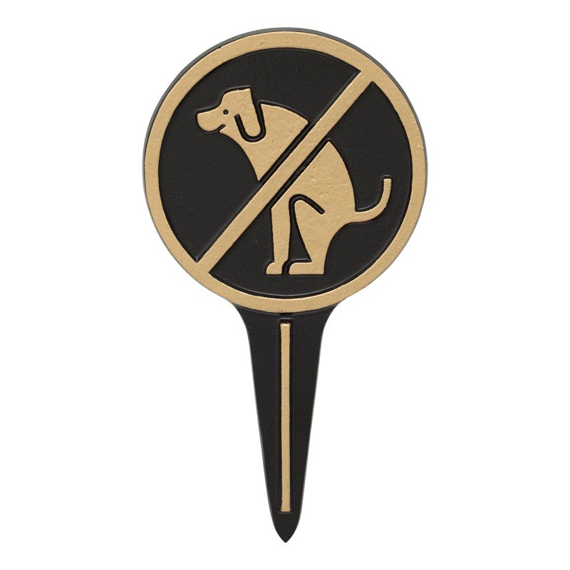 Whitehall Products No Dog Poop Yard Sign Black/gold