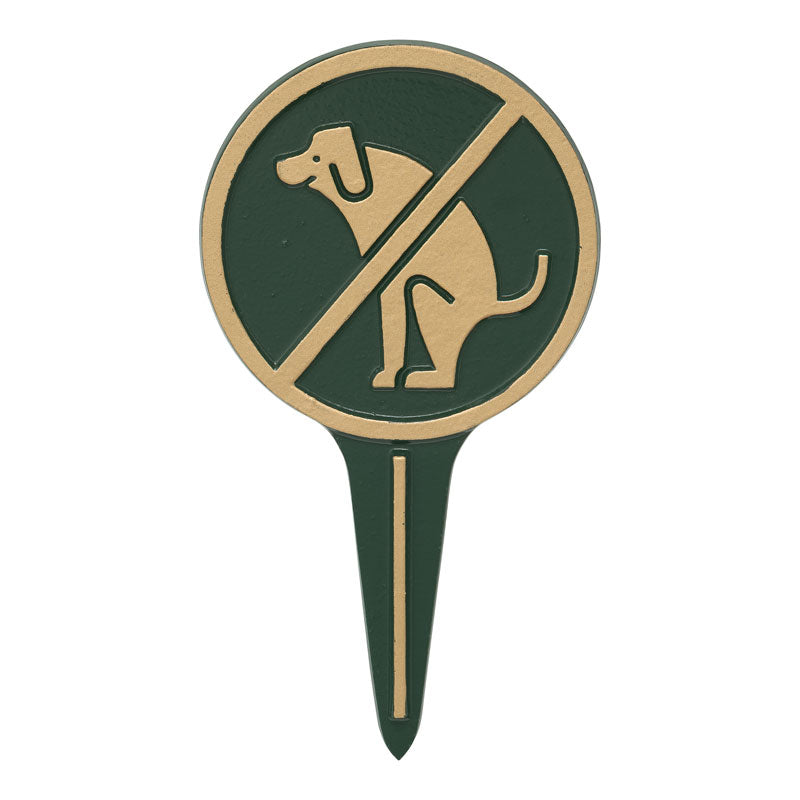 Whitehall Products No Dog Poop Yard Sign Green/gold