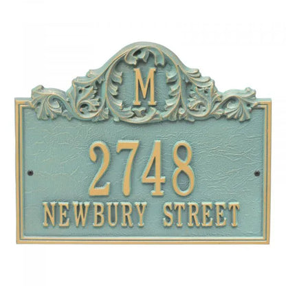 Acanthus Monogram Wall Address Plaque - Three Line