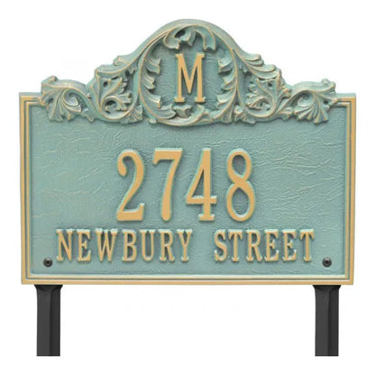 Acanthus Monogram Lawn Address Plaque - Three Line