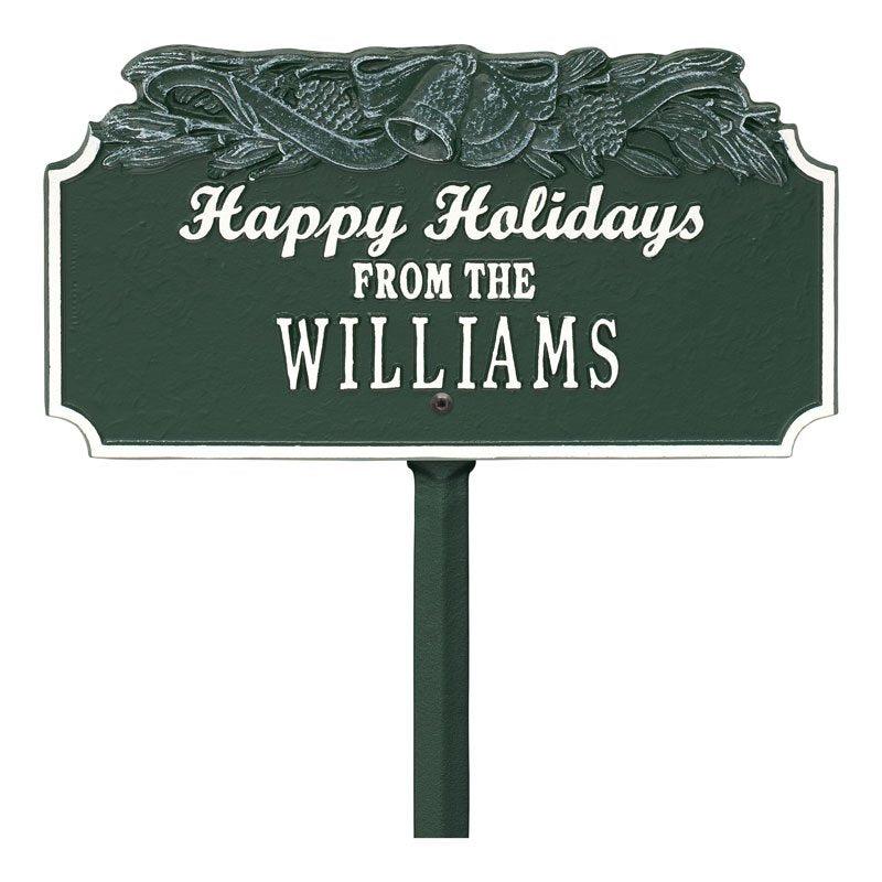 Whitehall Products Happy Holidays Bells Personalized Lawn Plaque One Line 