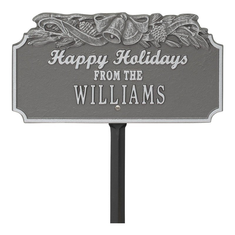 Whitehall Products Happy Holidays Bells Personalized Lawn Plaque One Line Bronze/gold
