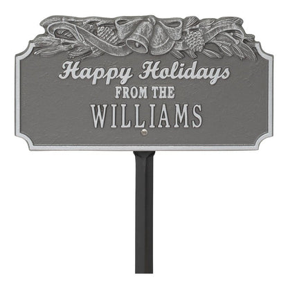 Whitehall Products Happy Holidays Bells Personalized Lawn Plaque One Line Bronze/gold