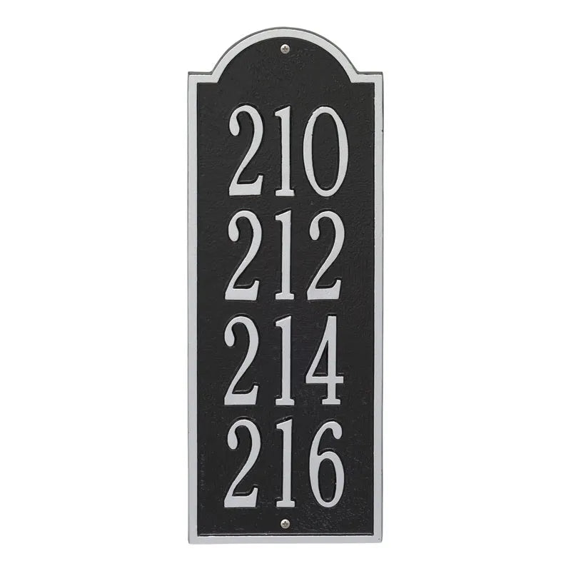 Whitehall Products New Bedford Medium Wall Plaque Four Lines Black/silver