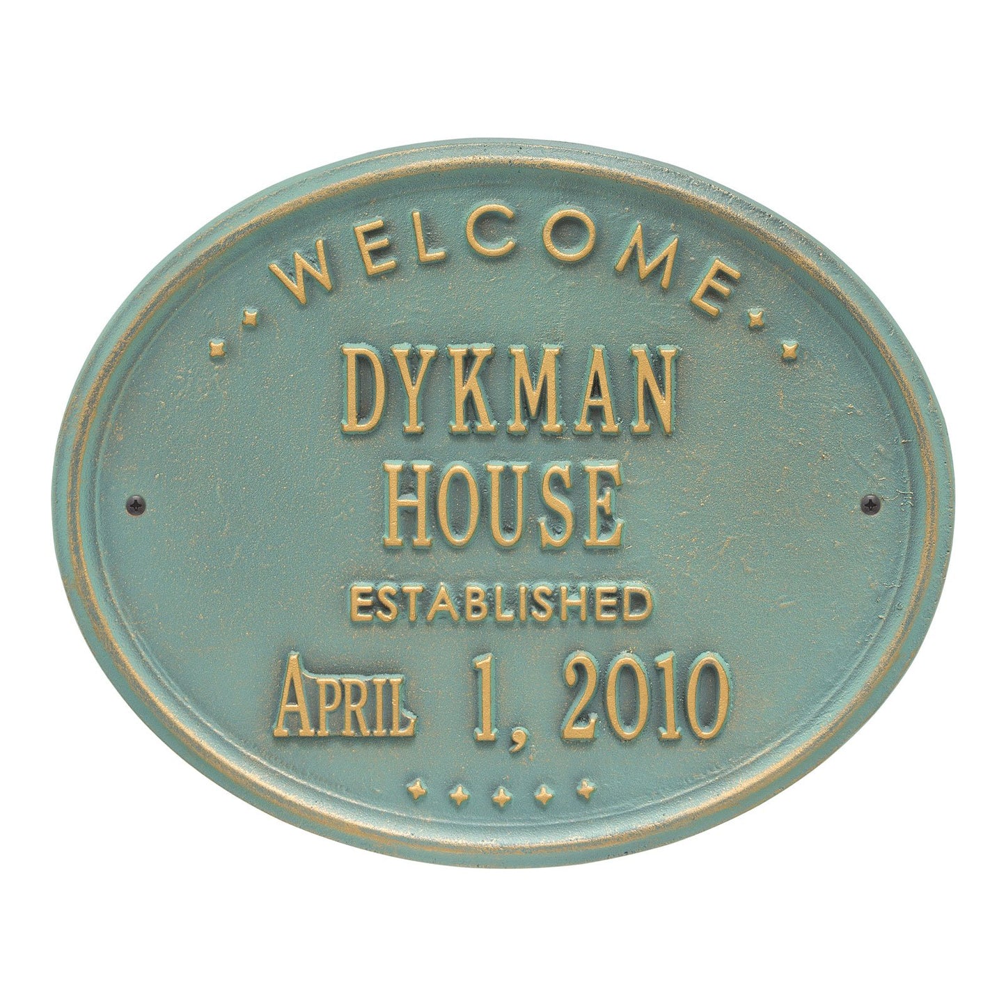 Whitehall Products Welcome Oval House Established Personalized Plaque Two Lines Oil Rubbed Bronze