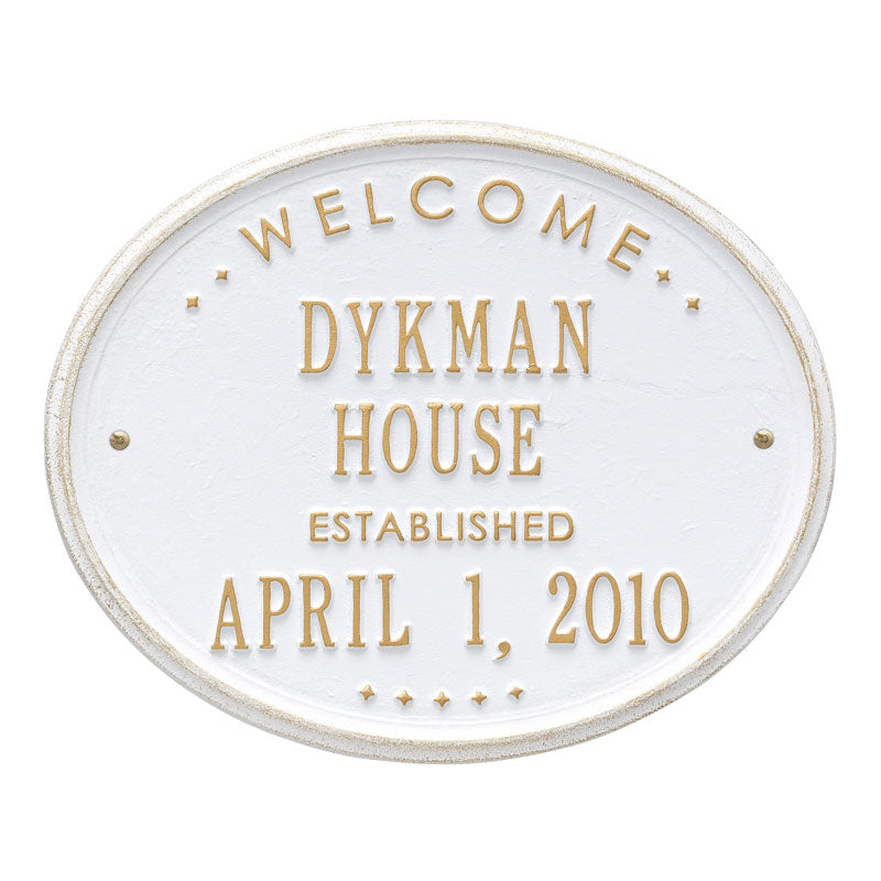 Whitehall Products Welcome Oval House Established Personalized Plaque Two Lines 