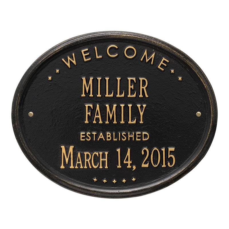 Whitehall Products Welcome Oval Family Established Personalized Plaque Two Lines Bronze Verdigris