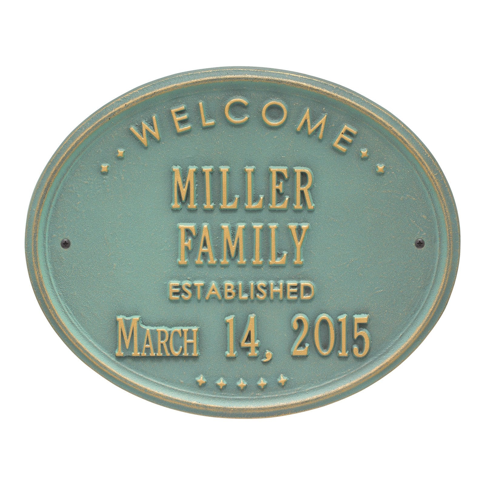 Whitehall Products Welcome Oval Family Established Personalized Plaque Two Lines Oil Rubbed Bronze