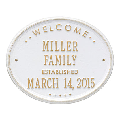 Whitehall Products Welcome Oval Family Established Personalized Plaque Two Lines 