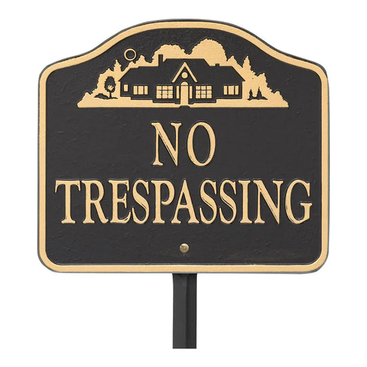 Whitehall "No Trespassing Sign" Cast Aluminum Wall/Lawn Plaque