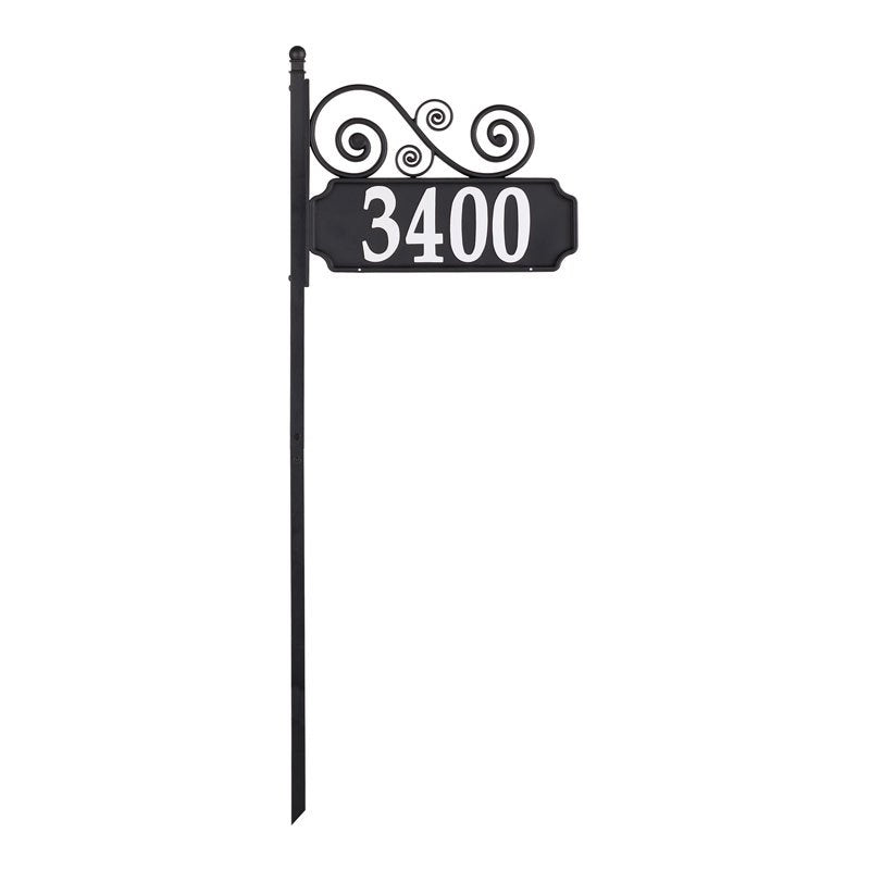 Whitehall Products Nite Bright™ Scroll Reflective Address Post Sign One Line Black/white