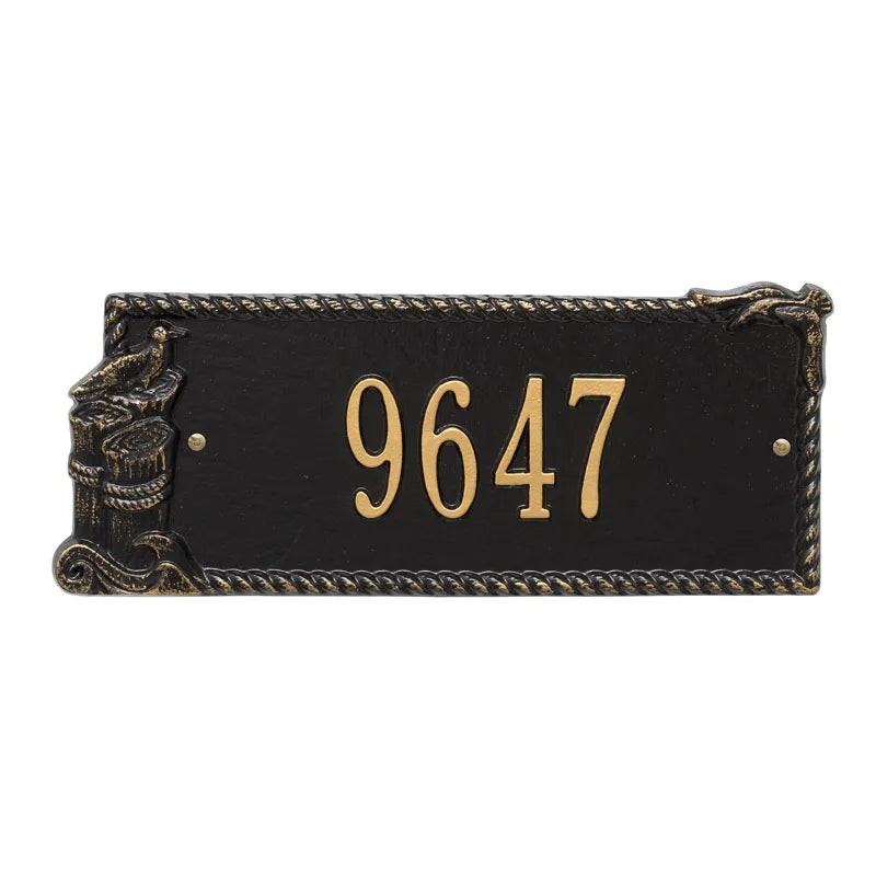 Whitehall Products Personalized Seagull Rectangle Plaque One Line Black/gold