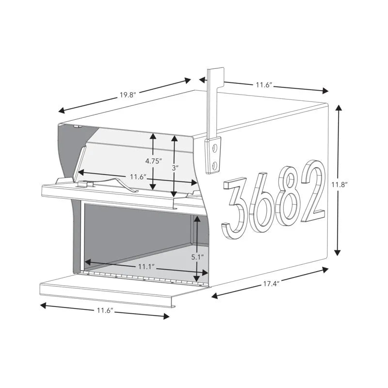 MultiVault Mailbox and Post with Stand-Off Numbers