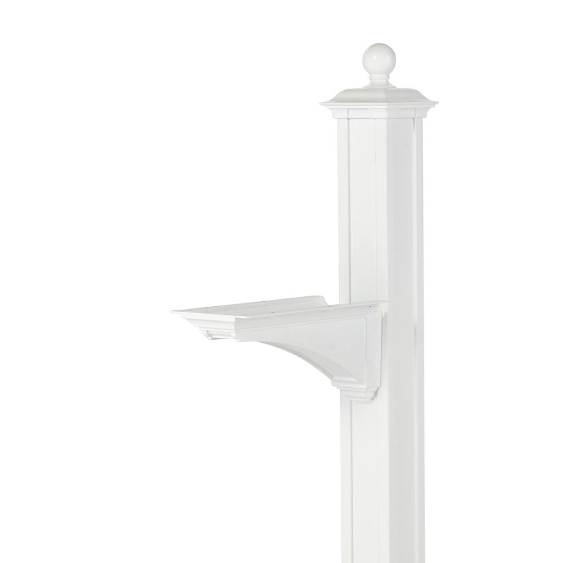 Whitehall Products Balmoral Mailbox Post With Bracket Ball Finial White
