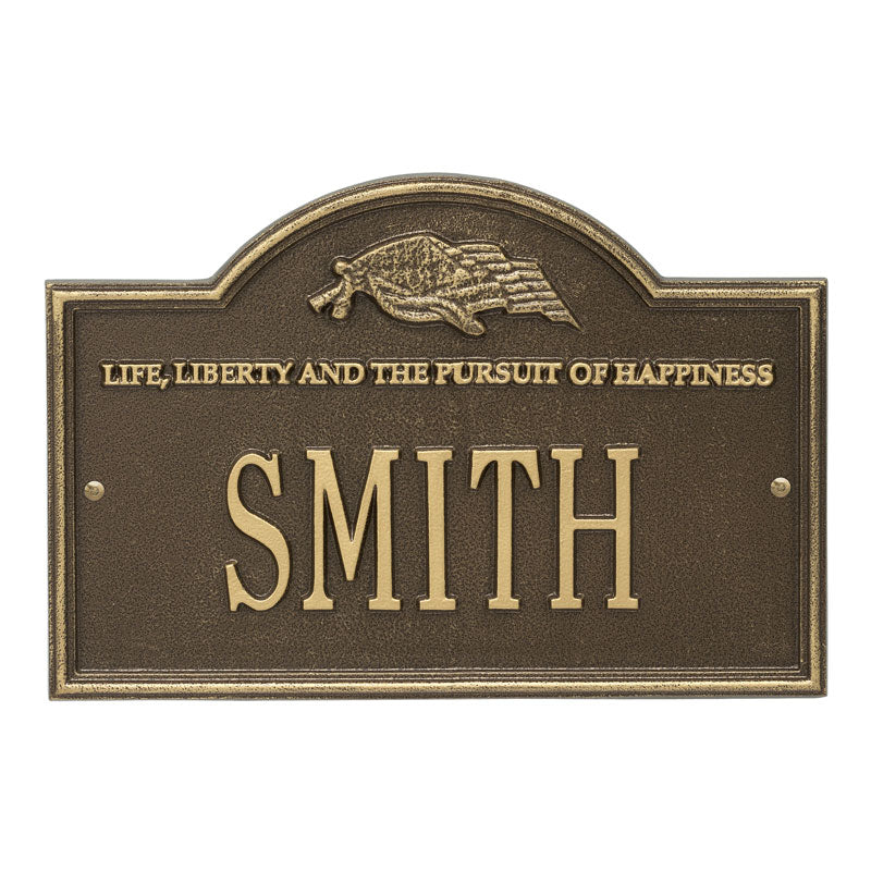 Whitehall Products Life And Liberty Personalized Plaque One Line Antique Brass