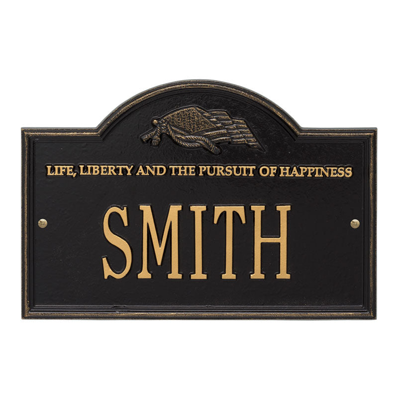 Whitehall Products Life And Liberty Personalized Plaque One Line Black / Gold