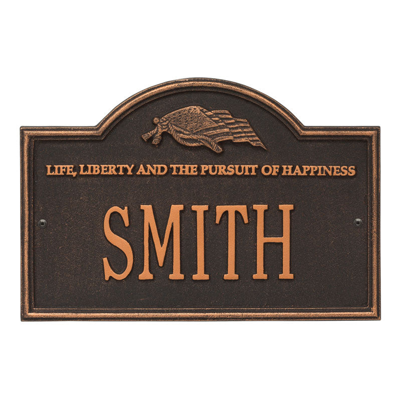 Whitehall Products Life And Liberty Personalized Plaque One Line Bronze / Gold