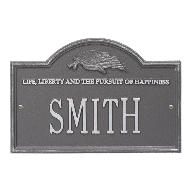Whitehall Products Life And Liberty Personalized Plaque One Line Pewter / Silver