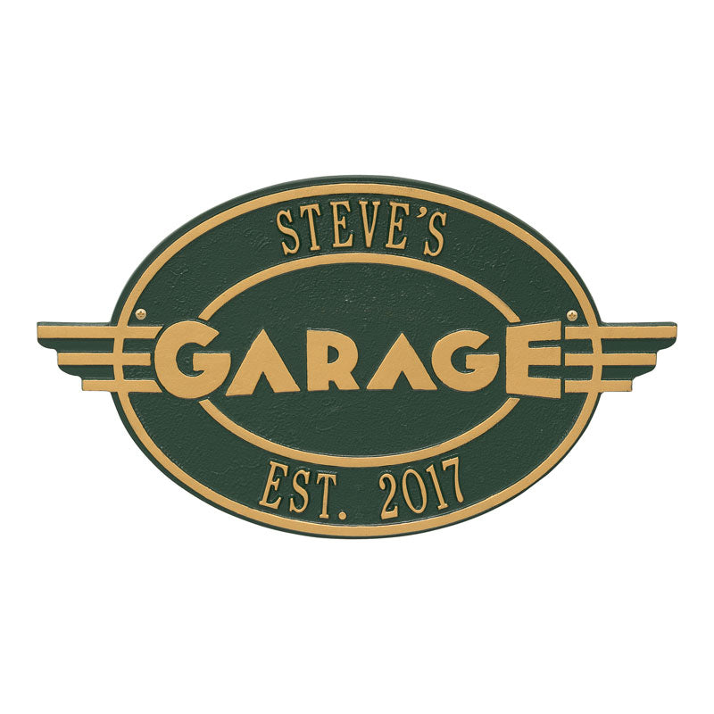Whitehall Products Moderno Garage Personalized Plaque Two Lines Bronze/gold