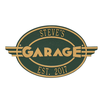 Whitehall Products Moderno Garage Personalized Plaque Two Lines Bronze/gold