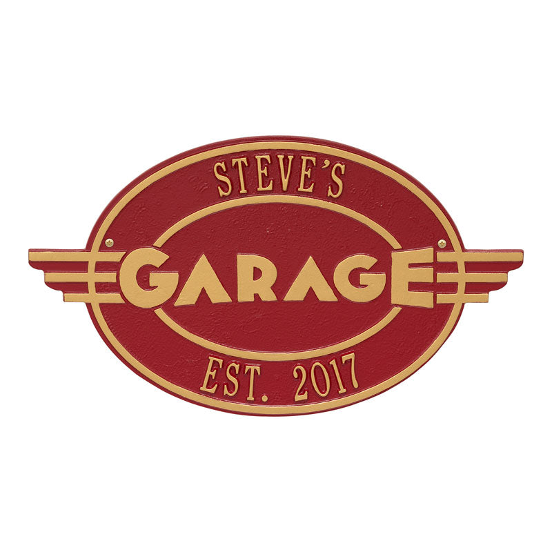 Whitehall Products Moderno Garage Personalized Plaque Two Lines White/gold
