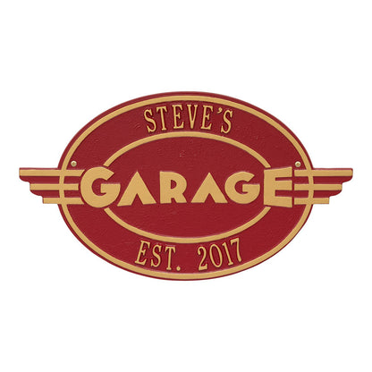 Whitehall Products Moderno Garage Personalized Plaque Two Lines White/gold