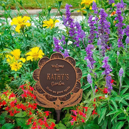 Whitehall Products Garden Flower Personalized Lawn Plaque One Line Green/gold