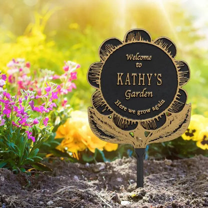 Whitehall Products Garden Flower Personalized Lawn Plaque One Line Black/gold