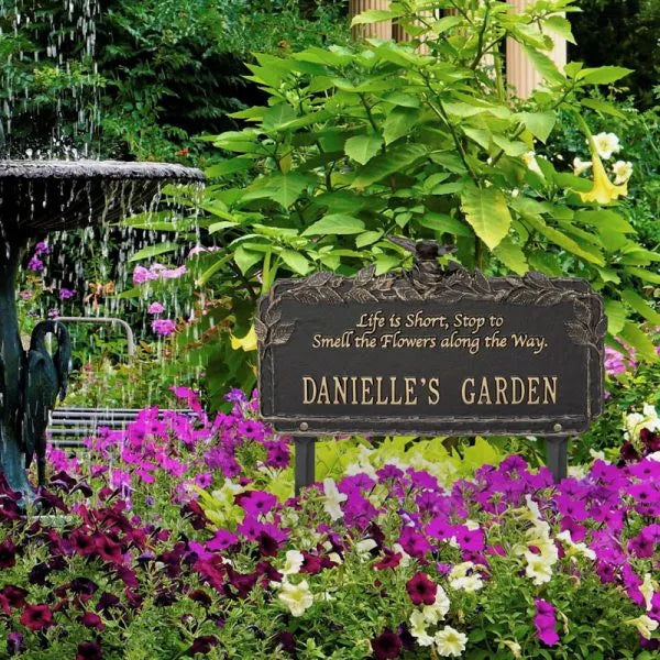 Whitehall Products Butterfly Rose Garden Quote Personalized Lawn Plaque One Line Green/gold