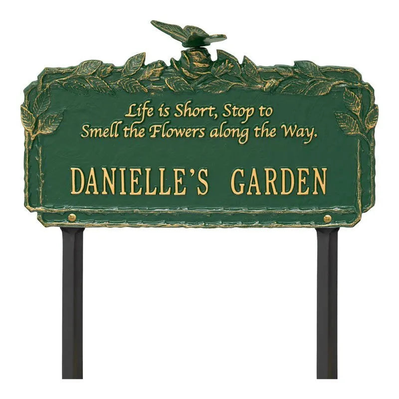 Whitehall Products Butterfly Rose Garden Quote Personalized Lawn Plaque One Line Antique Copper