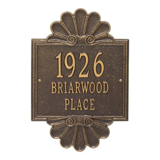 Coquille Grande Personalized 3-Line Signature Wall Address Plaque