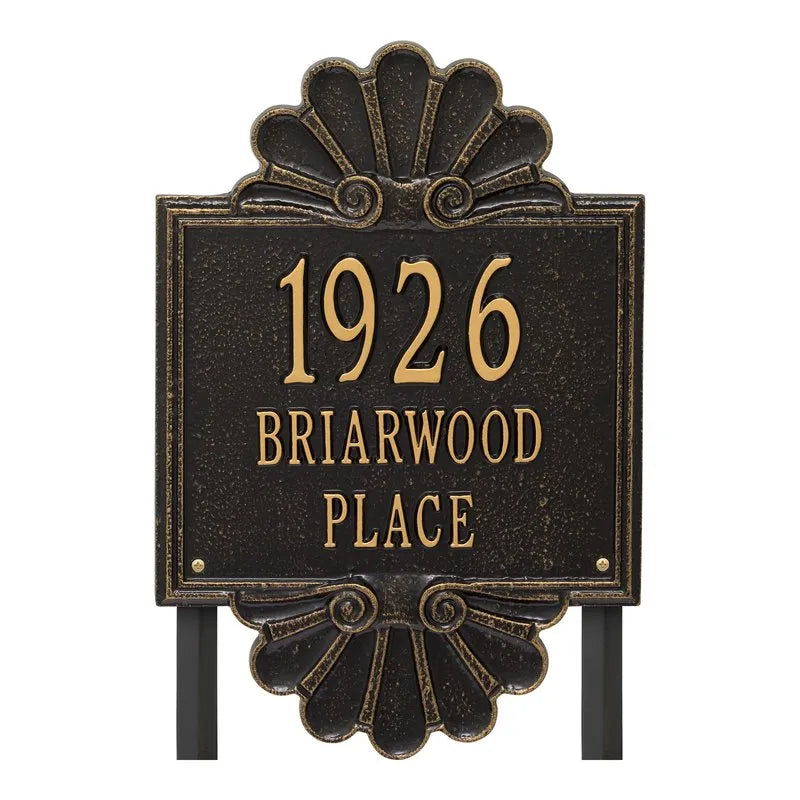 Coquille Grande Personalized 3-Line Signature Yard Address Plaque