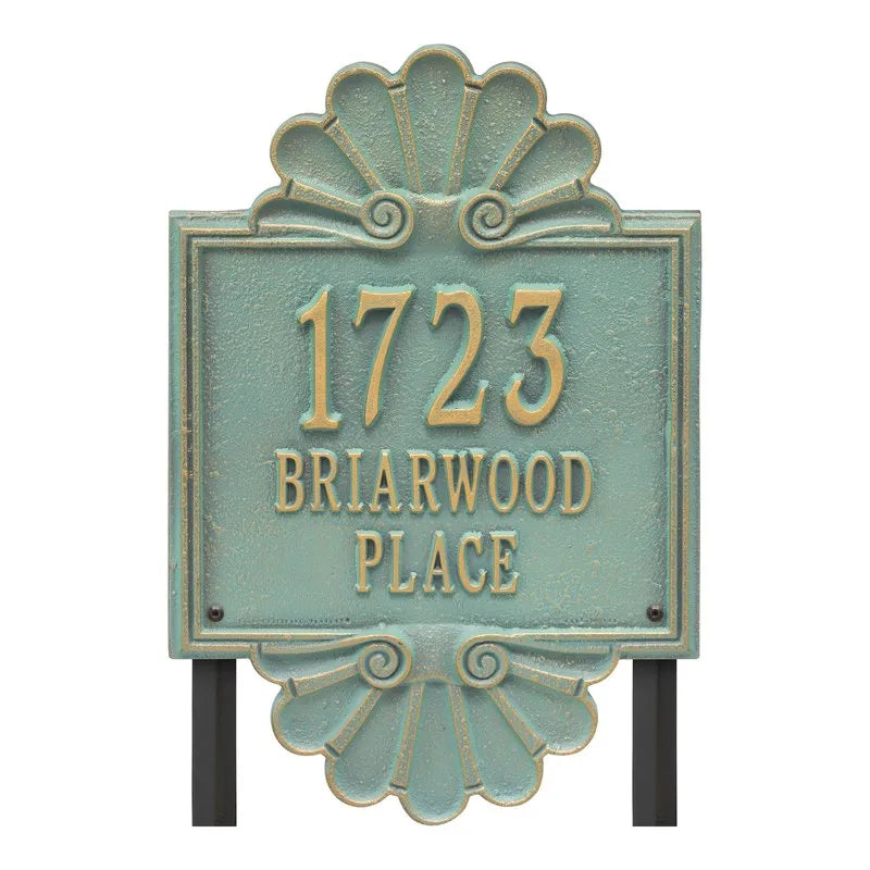 Coquille Grande Personalized 3-Line Signature Yard Address Plaque