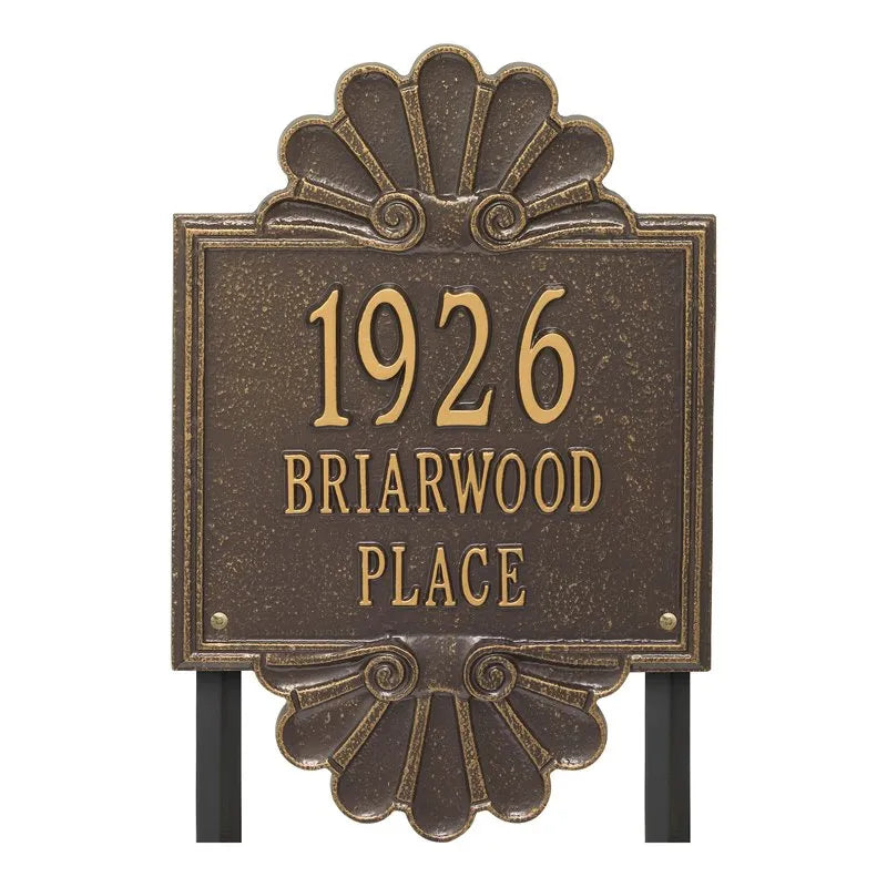 Coquille Grande Personalized 3-Line Signature Yard Address Plaque