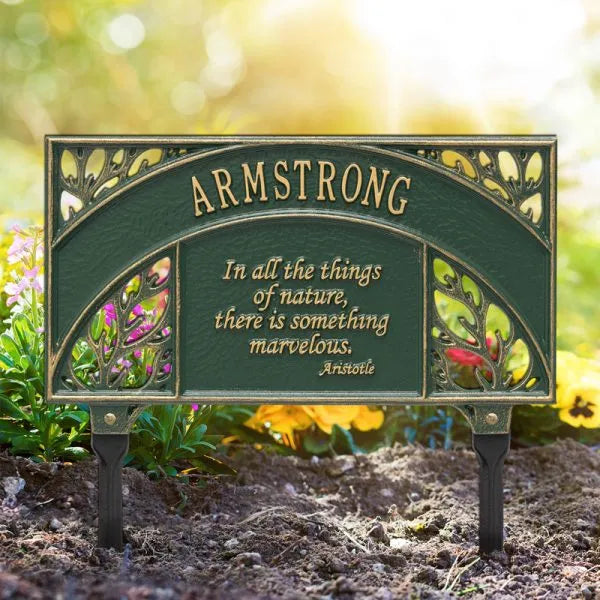 Whitehall Products Aristotle Garden Personalized Lawn Plaque One Line Green/gold