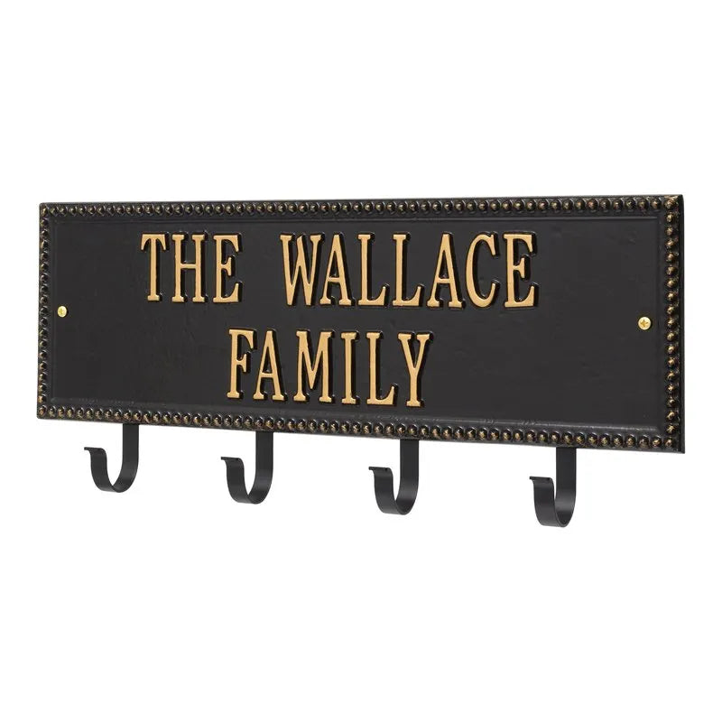 Beaded Rectangle 2-Line Personalized Hook Plaque