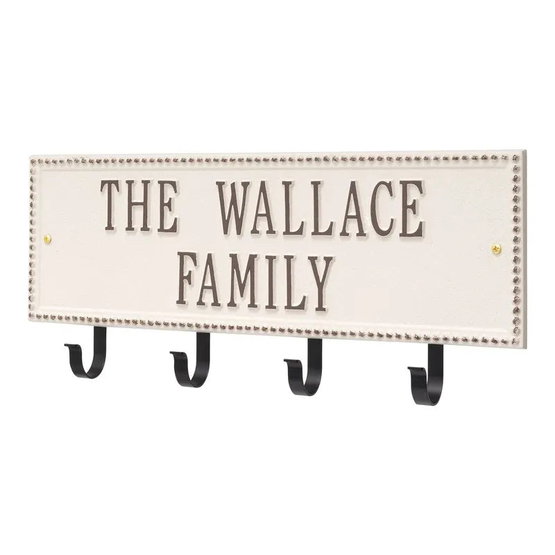 Beaded Rectangle 2-Line Personalized Hook Plaque