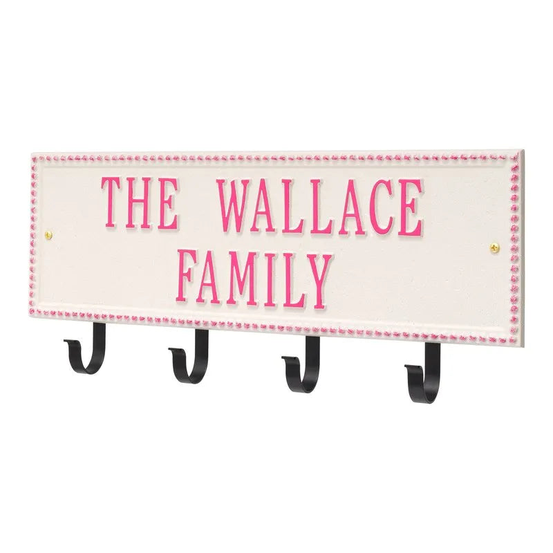 Beaded Rectangle 2-Line Personalized Hook Plaque