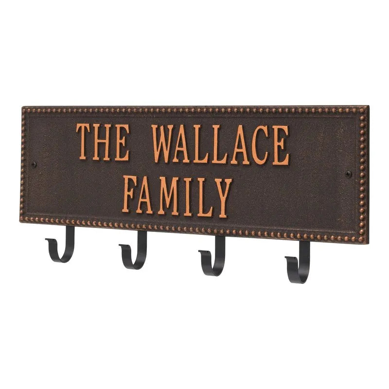 Beaded Rectangle 2-Line Personalized Hook Plaque