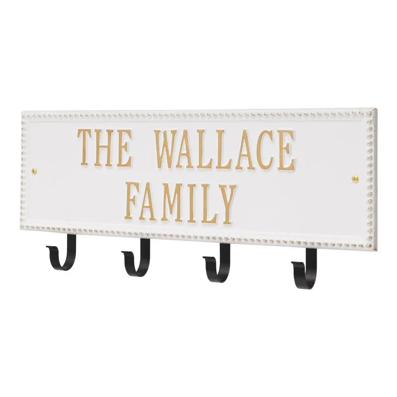 Beaded Rectangle 2-Line Personalized Hook Plaque