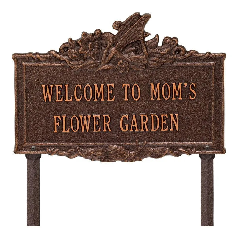 Whitehall Products Fairy Garden Personalized Lawn Plaque Two Lines Antique Copper