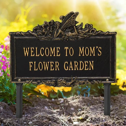 Whitehall Products Fairy Garden Personalized Lawn Plaque Two Lines Black/gold