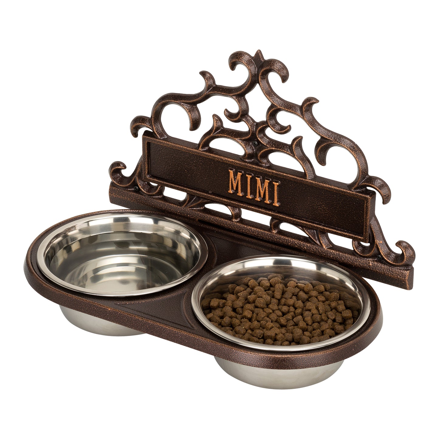 Whitehall Products Personalized Wall Pet Bowl Feeder One Line Black/gold