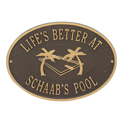 Whitehall Products Personalized Swimming Pool Party Plaque Two Lines Antique Copper