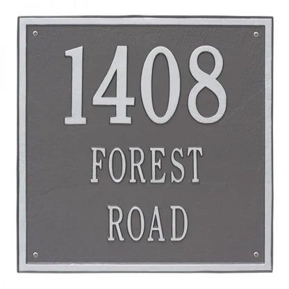 Square Estate Wall Address Plaque - One Line