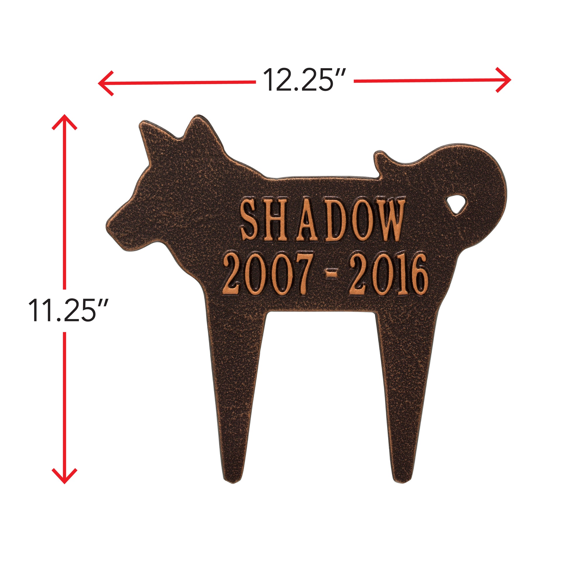 Whitehall Products Dog Silhouette Pet Memorial Personalized Lawn Plaque Two Lines Black/gold