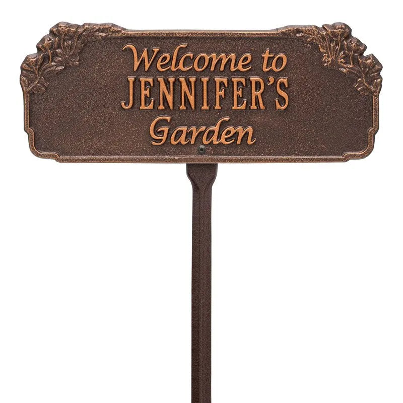Whitehall Products Garden Welcome Personalized Lawn Plaque One Line Antique Copper